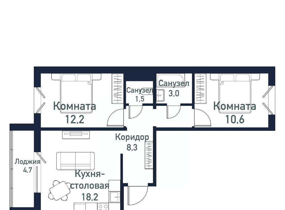 квартира р-н Сосновский п Западный Кременкульское с/пос, ул. Имени капитана Ефимова, 4 фото 1