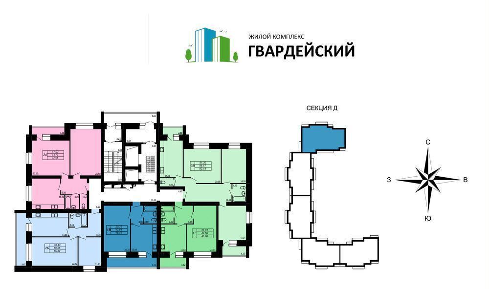 квартира г Владимир р-н Ленинский ЖК «Гвардейский» ул. Родионовка, д. 6 фото 2