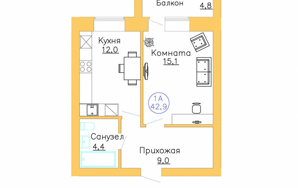 квартира р-н Тюменский п Московский ул Новая 15 фото 1