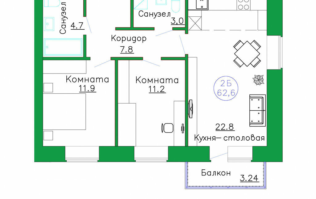 квартира р-н Тюменский п Московский ул Новая 15 фото 1