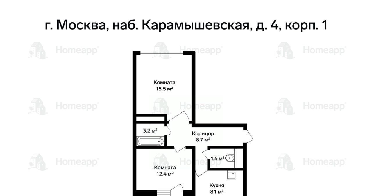 квартира г Москва метро Народное Ополчение наб Карамышевская 4к/1 муниципальный округ Хорошёво-Мнёвники фото 2