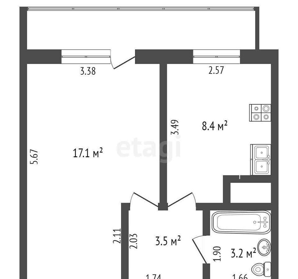 квартира г Нягань 1-й мкр-н, 32, Тюменская обл. фото 13