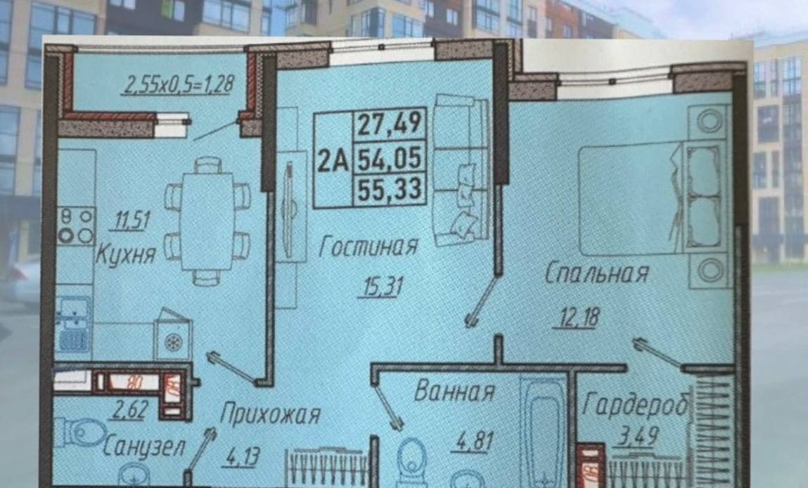 квартира г Краснодар р-н Прикубанский ул им. генерала Корнилова 3 ЖК «Облака» д. 9 фото 1