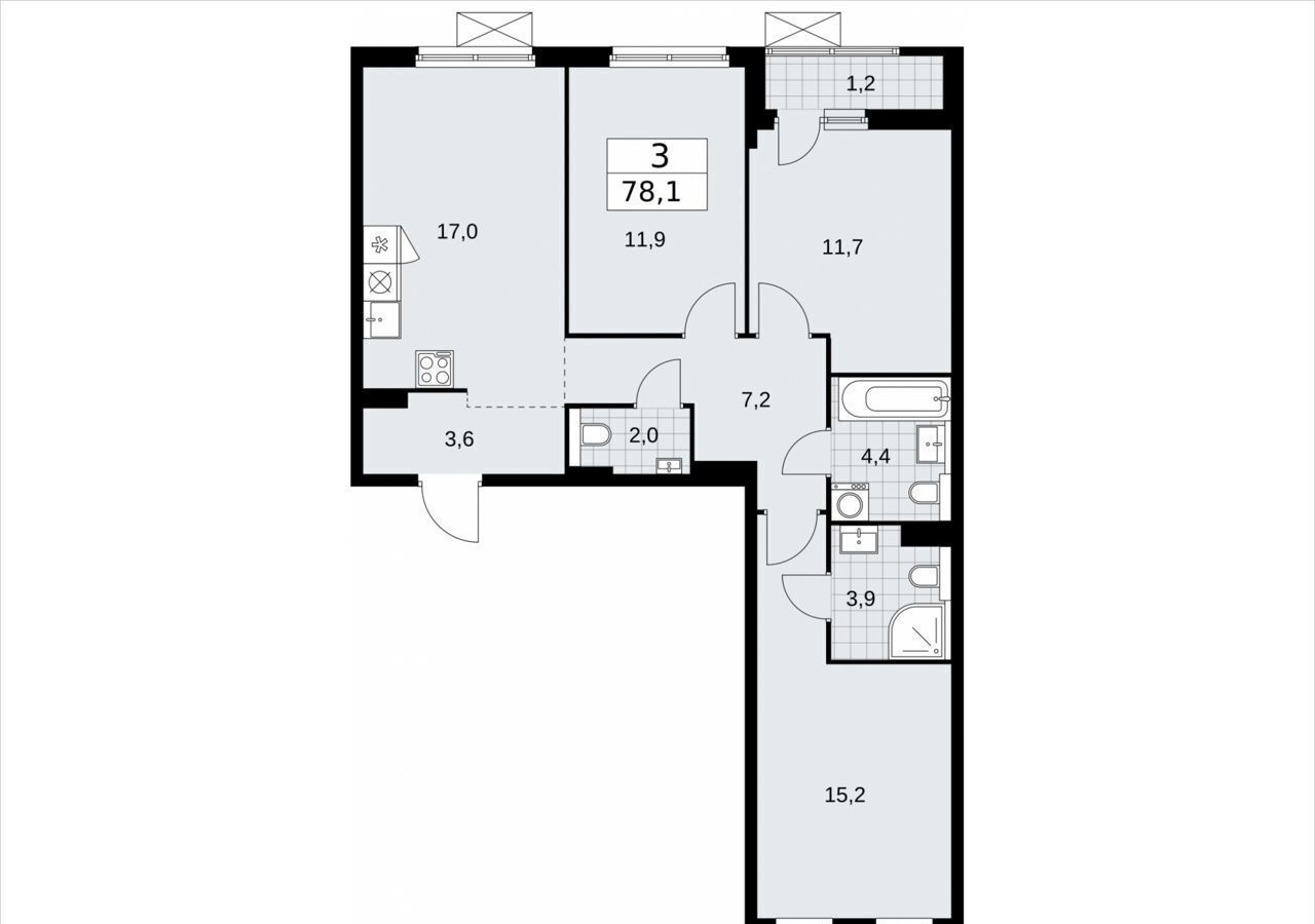 квартира г Москва п Сосенское д Столбово метро Коммунарка з/у 41/1Г, д. 7 фото 2