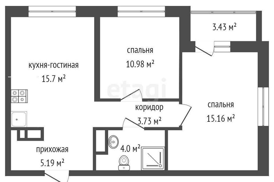 квартира р-н Тюменский д Патрушева ул Петра Ершова 14 Московское сельское поселение фото 8