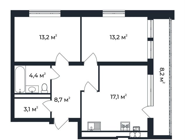 квартира п Доброград ул Долголетия 2 корп. 3, Мелехово фото