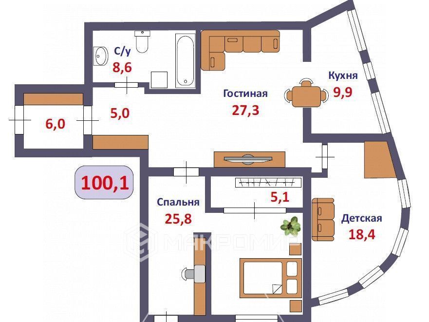 квартира г Киров р-н Ленинский ул Маклина 7 фото 36