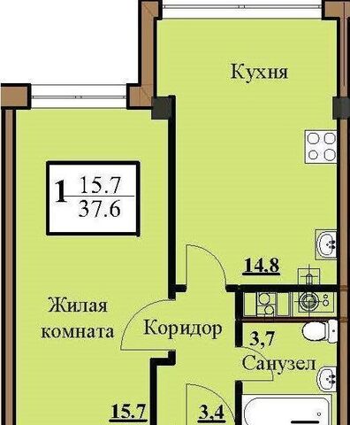 квартира микрорайон «Северный-2» Мкр. «Северный-2» фото