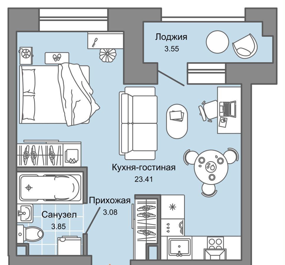 Продам студию в новостройке в «Город новаторов» жилом комплексе в  Засвияжском районе в городе Ульяновске ул. Шигаева/Ефремова, стр. 1 32.0 м²  этаж 7/9 3565320 руб база Олан ру объявление 124759207