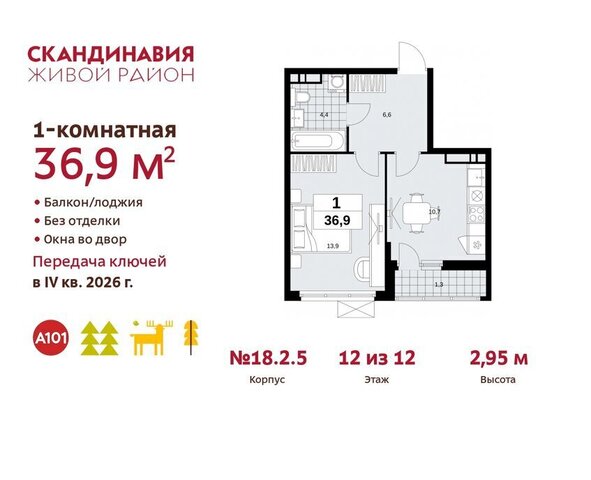 жилой район «Скандинавия» метро Коммунарка ТиНАО жилой комплекс Скандинавия, 18. 2.2 фото