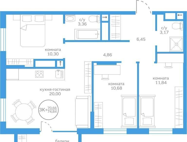 квартира г Тюмень р-н Калининский ул Краснооктябрьская 16 корп. 1 фото 1