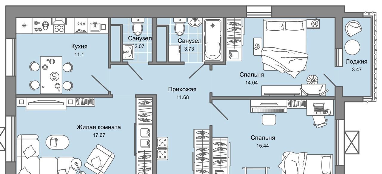 квартира г Ульяновск р-н Заволжский пр-кт Созидателей 3 этап, стр. 2 фото 1