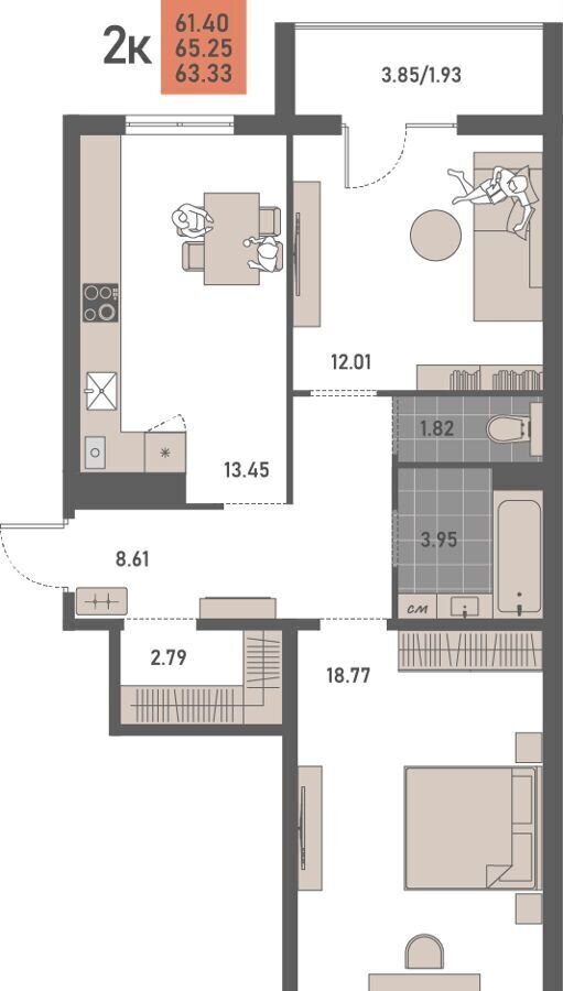 квартира г Калининград р-н Московский ул Левитана 65 корп. 4 фото 1