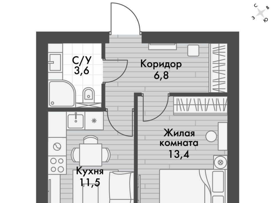 квартира р-н Зеленодольский п Октябрьский Октябрьское с/пос, Северный Вокзал фото 1