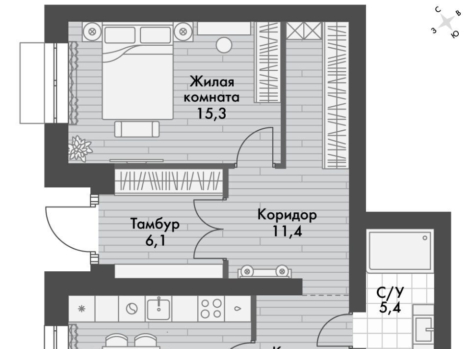 квартира р-н Зеленодольский п Октябрьский Октябрьское с/пос, Северный Вокзал фото 1