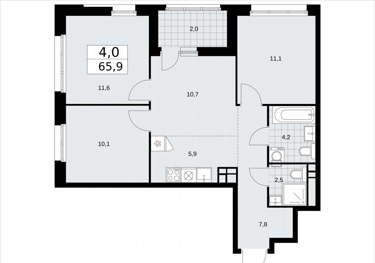 квартира г Москва метро Коммунарка Кв-л 160, д. 3, Московская область фото 2