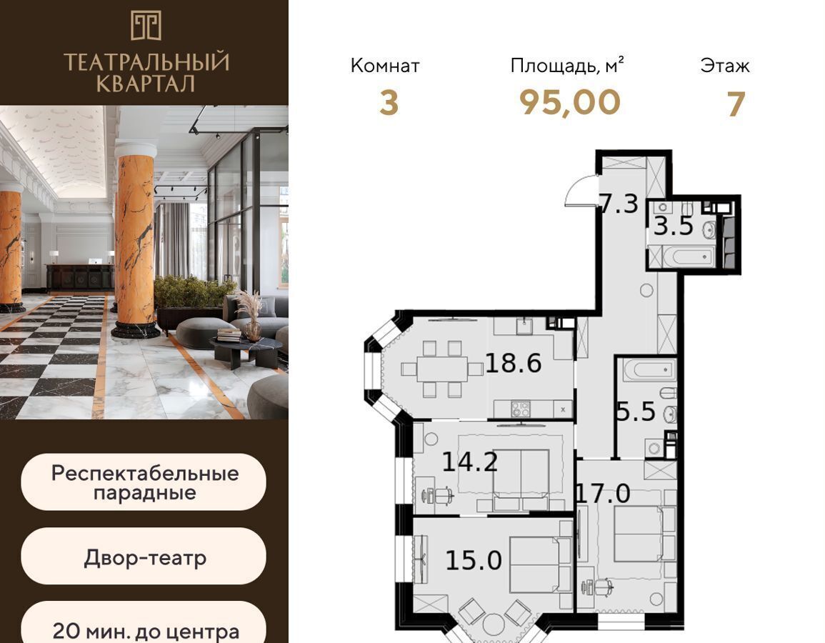 квартира г Москва ул Расплетина 4 ЖК «Театральный квартал» поле, Октябрьское фото 1