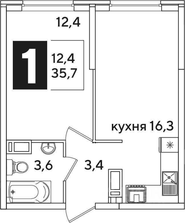 квартира г Краснодар р-н Прикубанский ул им. Ивана Беличенко 95 ЖК «Самолет» фото 1