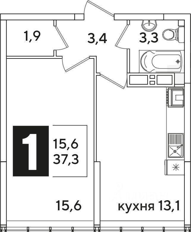 квартира г Краснодар р-н Прикубанский ул им. Ивана Беличенко 95 ЖК «Самолет» фото 2