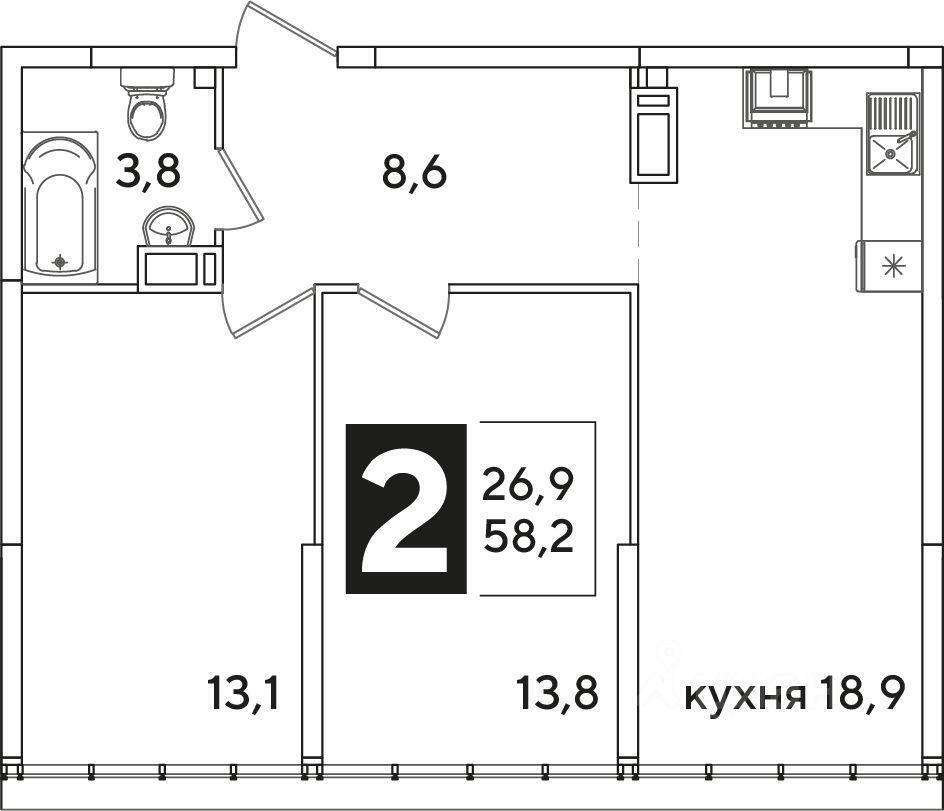 квартира г Краснодар р-н Прикубанский ул им. Ивана Беличенко 95 ЖК «Самолет» фото 2