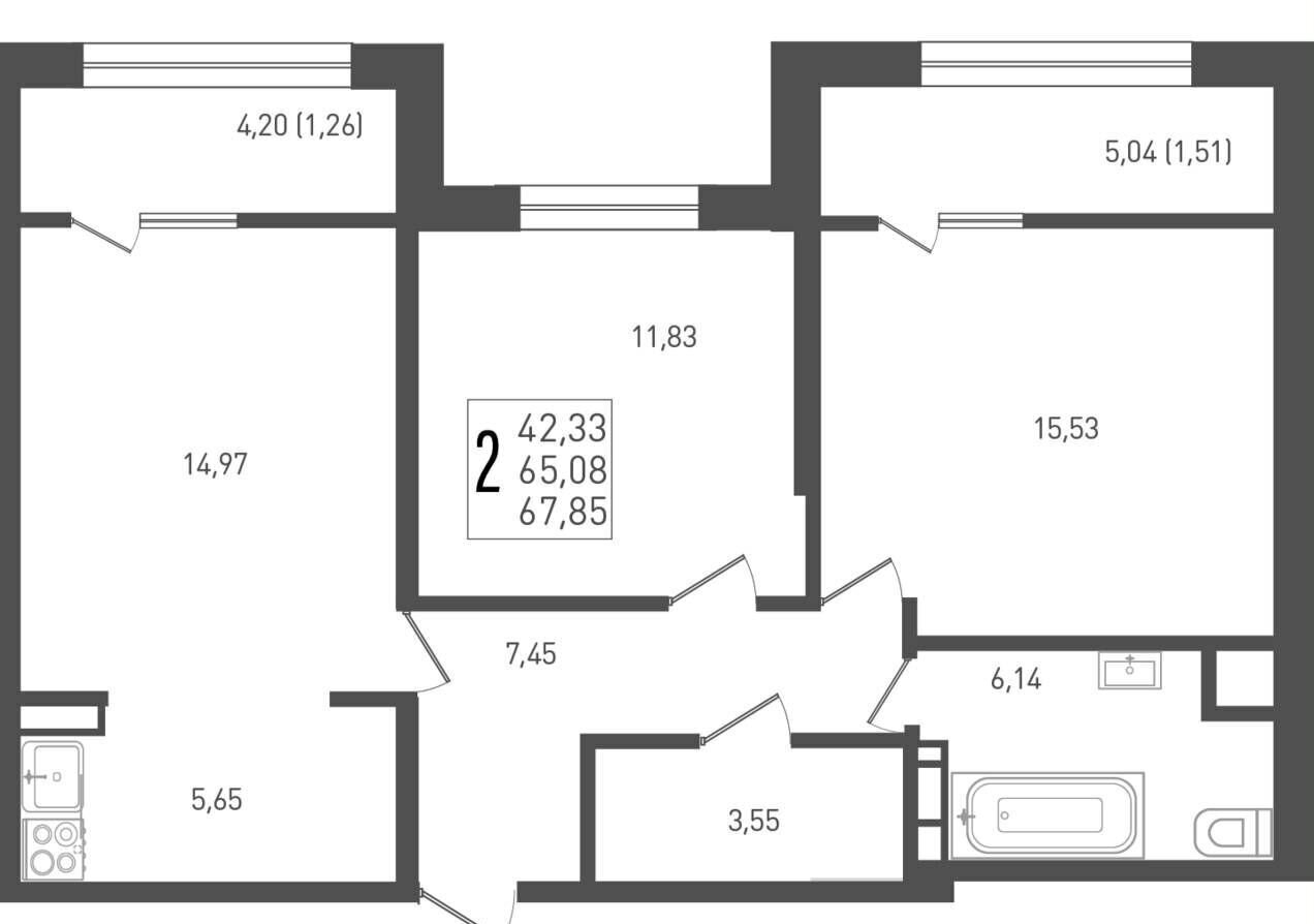 квартира г Краснодар р-н Прикубанский ЖК «Краснодар» проезд 1-й Лиговский, стр. 2 фото 1