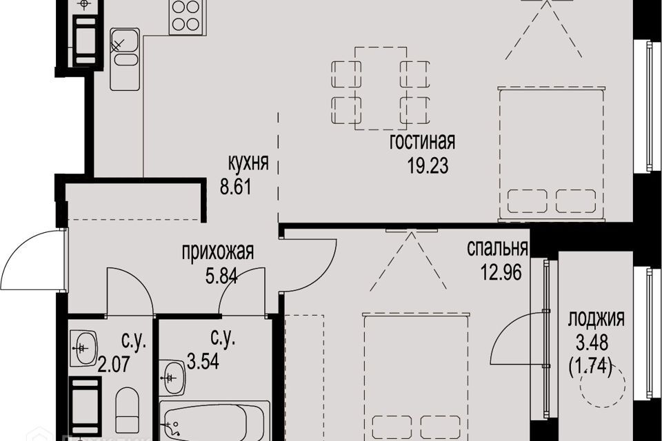 квартира г Санкт-Петербург р-н Московская Застава пр-кт Московский 72к/2 ЖК iD Moskovskiy Московский район фото 2