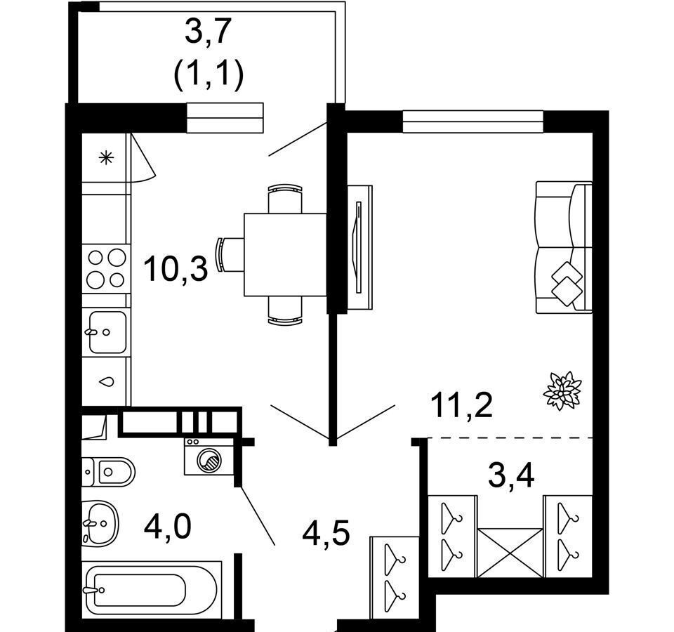 квартира г Сочи р-н Адлерский ул Искры 2 д. 66/10 фото 11