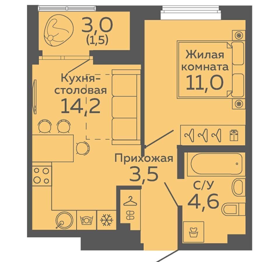 квартира г Екатеринбург р-н Октябрьский б-р Новосинарский 4 фото 1