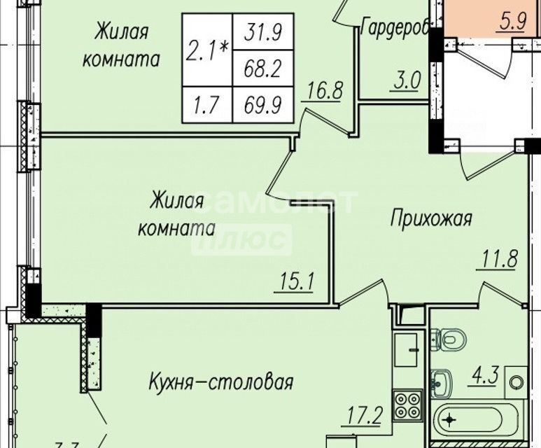 квартира г Тамбов р-н Октябрьский ул Советская 192ак/2 городской округ Тамбов фото 2