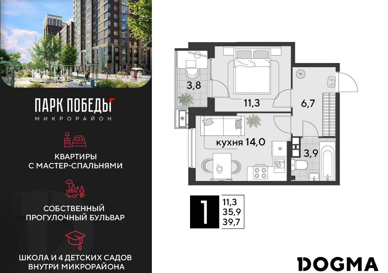 квартира г Краснодар р-н Прикубанский ЖК «Парк Победы 2» ш. Ближний Западный Обход/ул. Героя Пешкова/ ул. Садовая фото 1