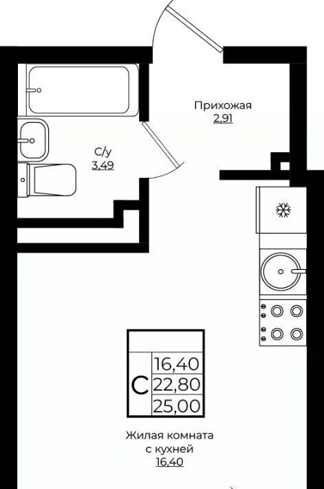 квартира г Краснодар р-н Прикубанский ЖК «Европа-Сити» фото 1