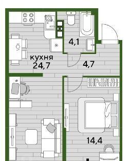 квартира г Краснодар р-н Прикубанский ЖК "Догма Парк" фото 3