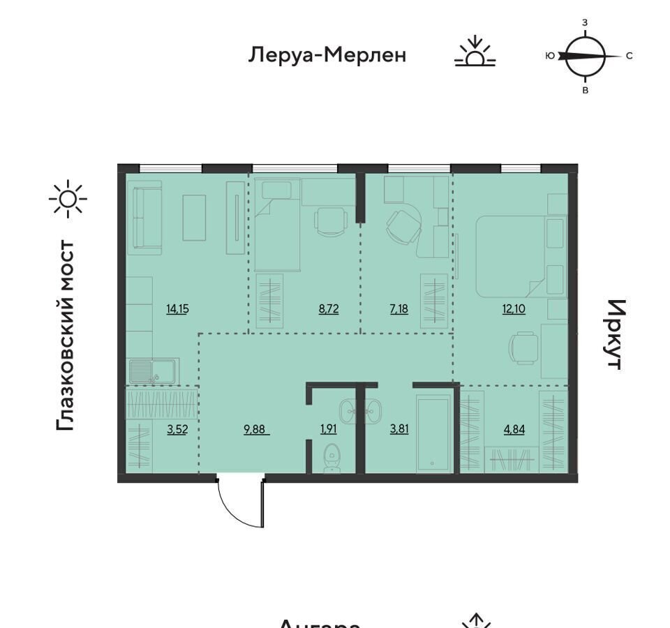 квартира г Иркутск р-н Свердловский ул Набережная Иркута 23 фото 1