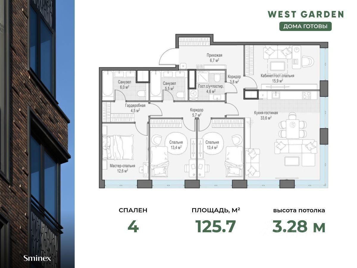 квартира г Москва метро Раменки ЗАО пр-кт Генерала Дорохова ЖК West Garden к 12, Московская область фото 1