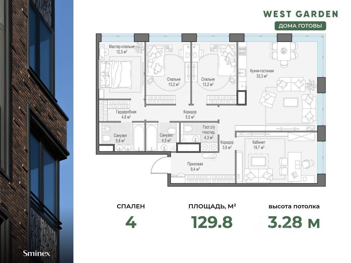 квартира г Москва метро Раменки ЗАО пр-кт Генерала Дорохова ЖК West Garden к 12, Московская область фото 1