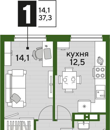 квартира г Краснодар р-н Прикубанский ЖК "Догма Парк" фото 1