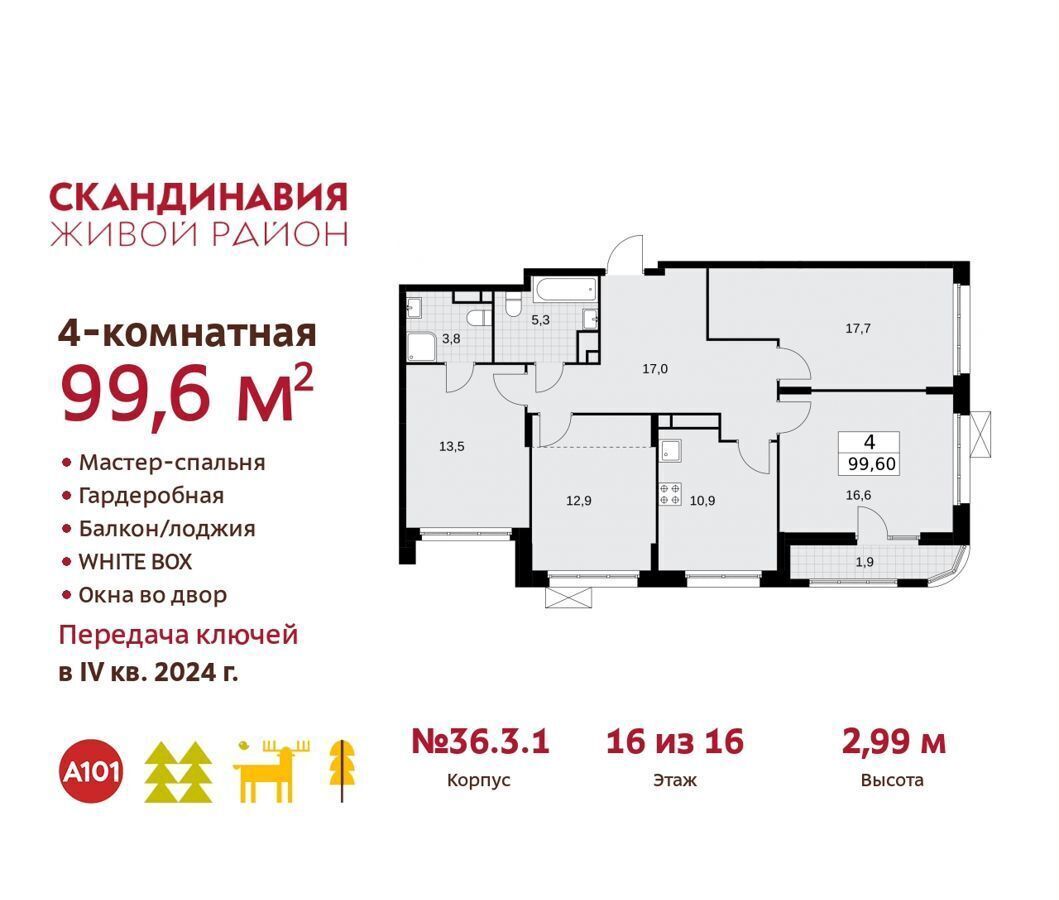 квартира г Москва п Сосенское п Коммунарка метро Коммунарка стр. 36. 3.1, Московская область фото 1