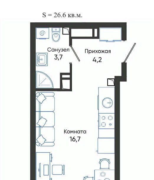 квартира г Новороссийск р-н Центральный ЖК Облака 2 фото 1