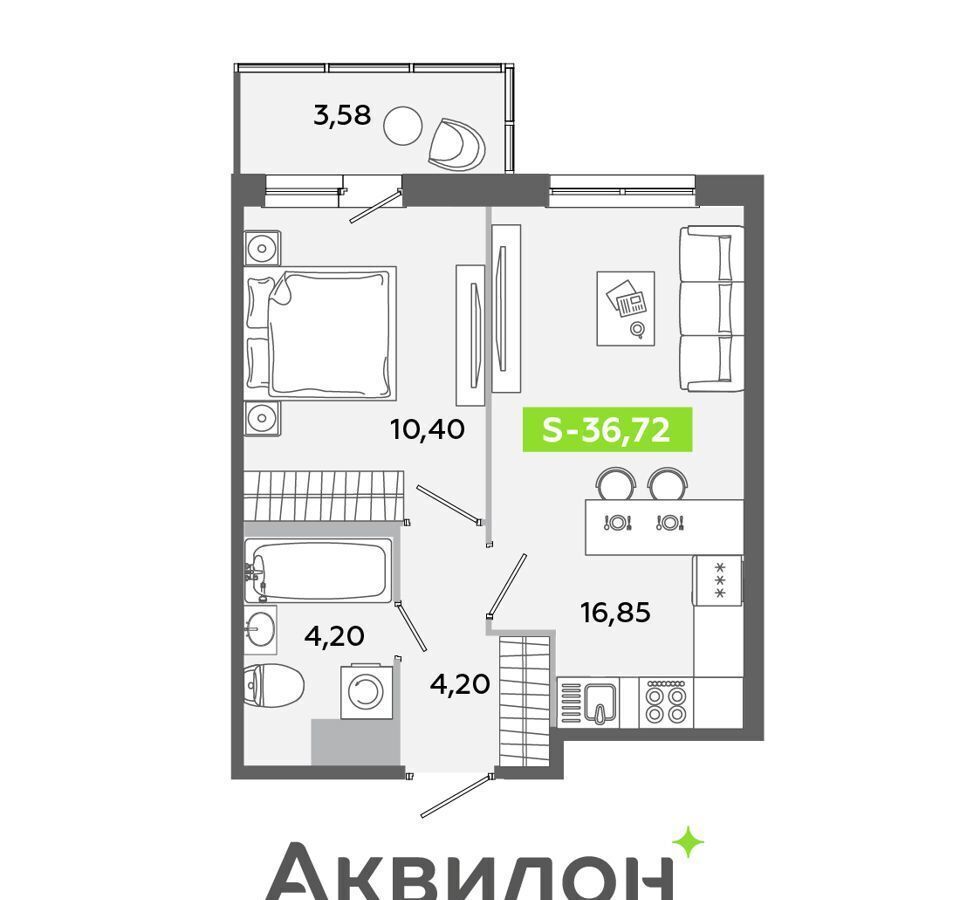 квартира р-н Всеволожский п Янино-1 ЖК «Аквилон ЯНИНО» с/п Заневское, корп. Г фото 2