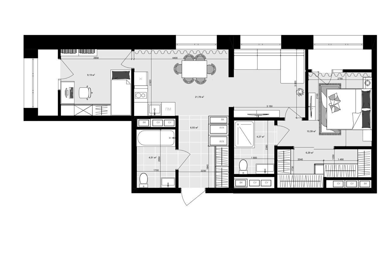 квартира г Благовещенск ЖК «Амур Сити» кв-л 605, блок-секция 2 фото 3