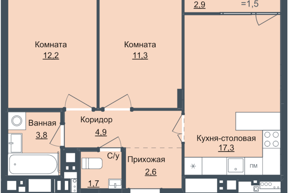 квартира г Ижевск р-н Октябрьский Северо-Западный городской округ Ижевск, жилой комплекс Истории, 3 фото 1