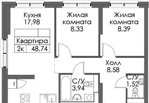 квартира г Санкт-Петербург метро Проспект Ветеранов ул Парадная 2/13 ЖК Таллинский Парк г. п. Новоселье фото 2