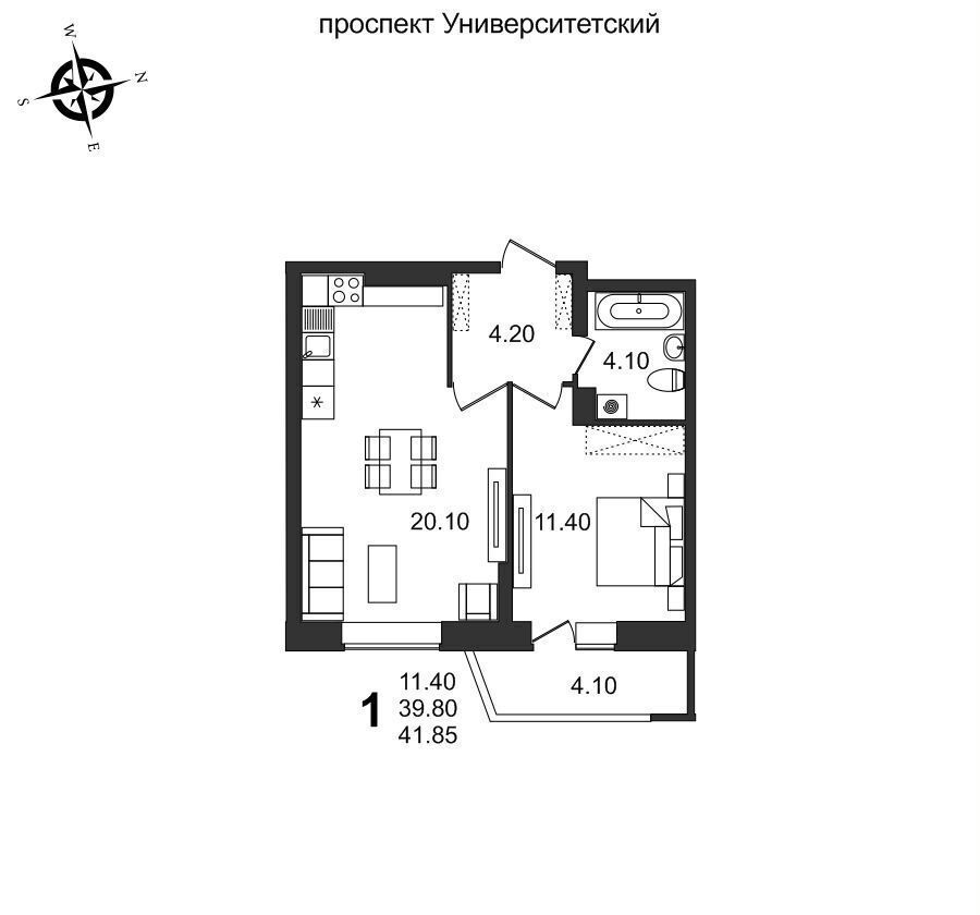 квартира г Волгоград р-н Советский пр-кт Университетский 53 ЖК Балтийский фото 1