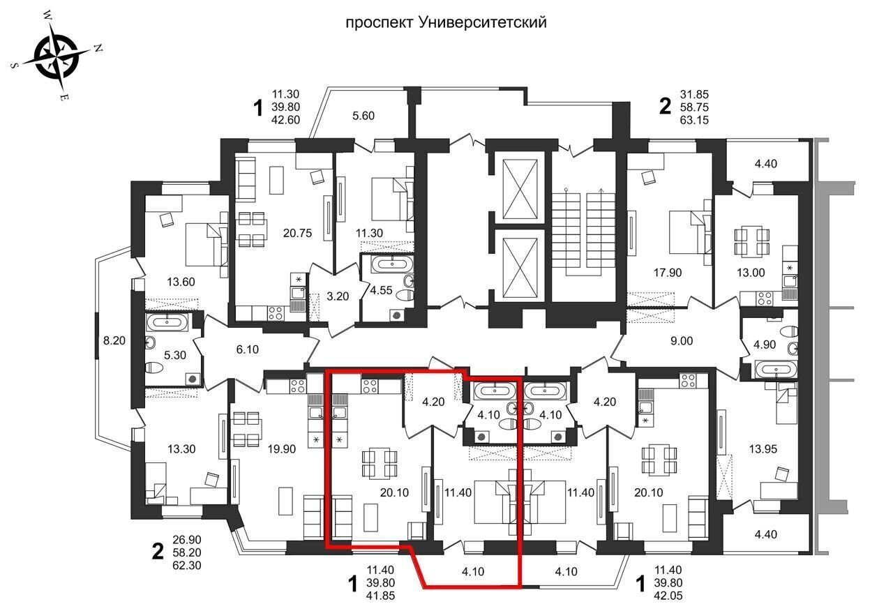 квартира г Волгоград р-н Советский пр-кт Университетский 53 ЖК Балтийский фото 2