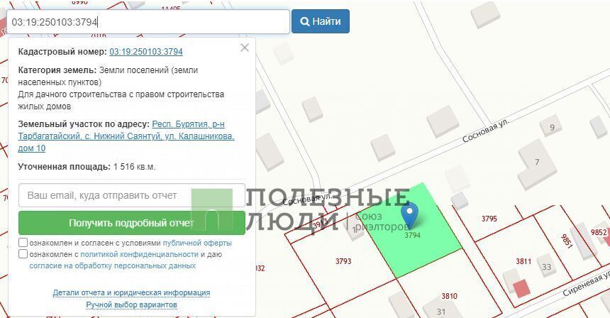 земля р-н Тарбагатайский с Нижний Саянтуй Саянтуйское муниципальное образование, Вахмистрово кв-л фото 1