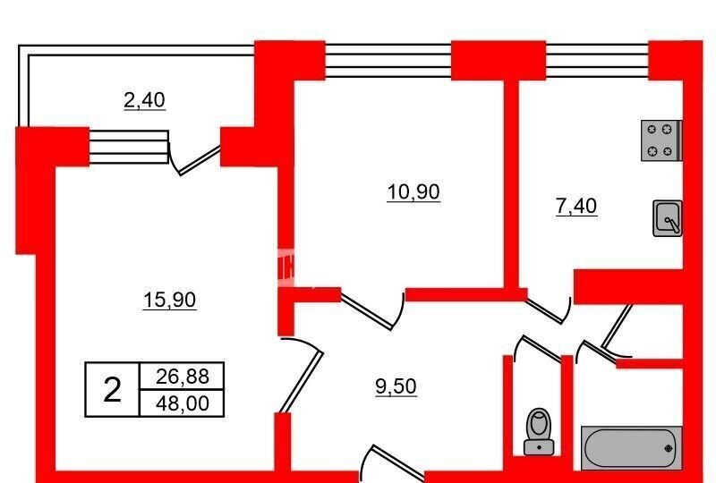 квартира г Санкт-Петербург метро Проспект Ветеранов ул Десантников 20к/1 округ Юго-Запад фото 12