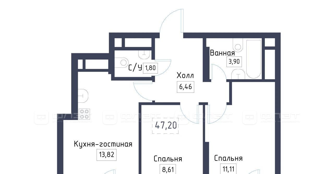 квартира р-н Зеленодольский с Осиново ЖК «Зимний Сад» Осиновское с/пос, сад, Авиастроительная фото 2