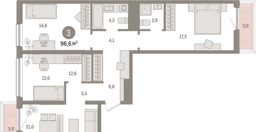 квартира г Тюмень р-н Центральный ул Мысовская 26к/1 фото 1