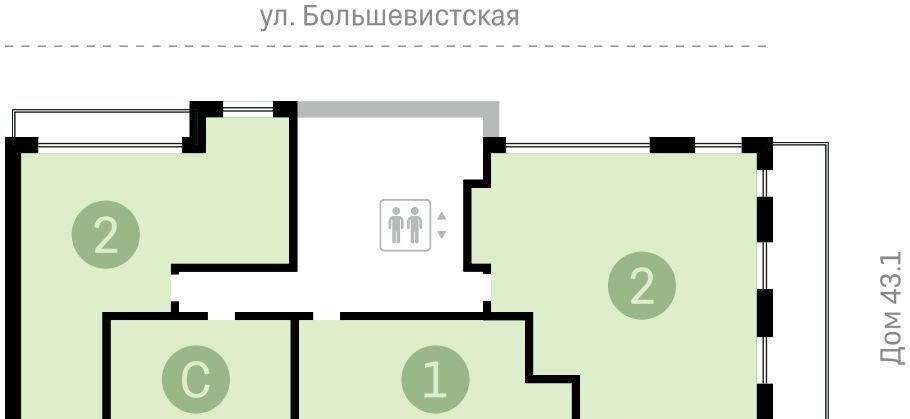 квартира г Новосибирск р-н Октябрьский ул Большевистская 43/2с фото 2