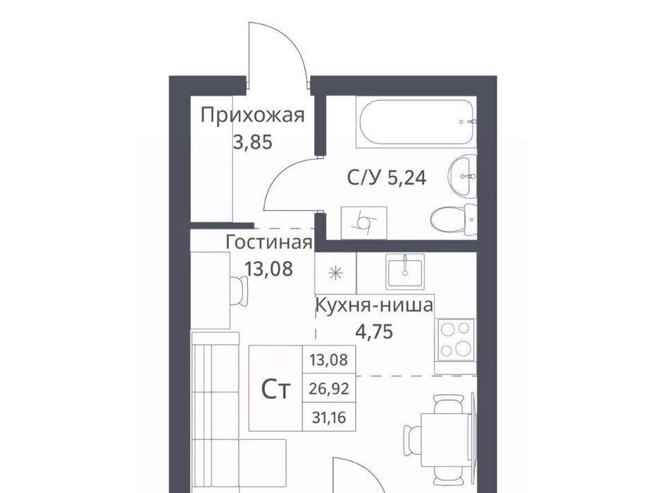 квартира г Новосибирск Заельцовская Северный Миниполис Фора на Фадеева жилой комплекс фото 1